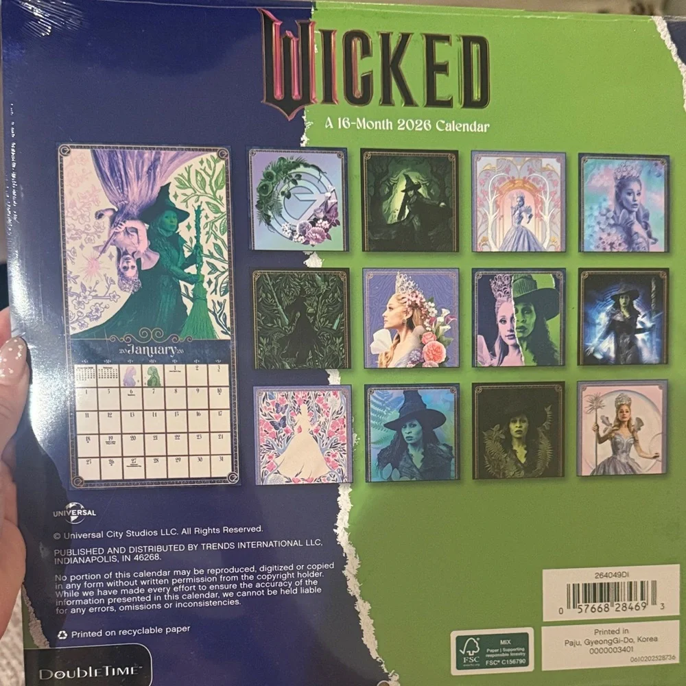 Wicked 16-Month 2026 Wall Calendar - Purple & Green